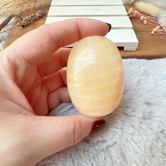 Beautiful Orange Calcite Palm Stone - Picture 5 of 6